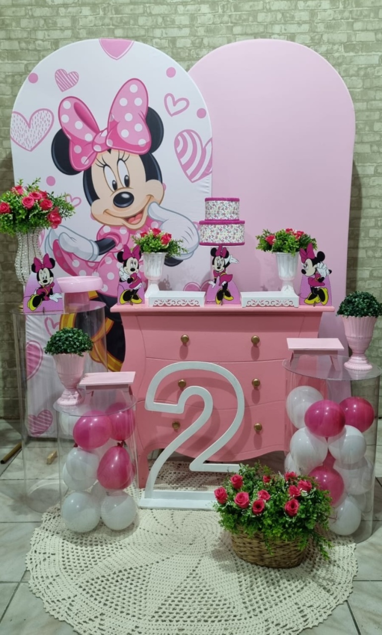 Minnie Rosa Composição - Tchumfestasdecoracoes