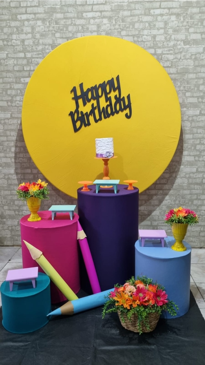 Happy Birthday Cores Diversas - Tchumfestasdecoracoes