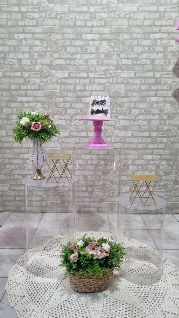 Laço Rosa Acrílico - Festa Na Mesa - Tchumfestasdecoracoes
