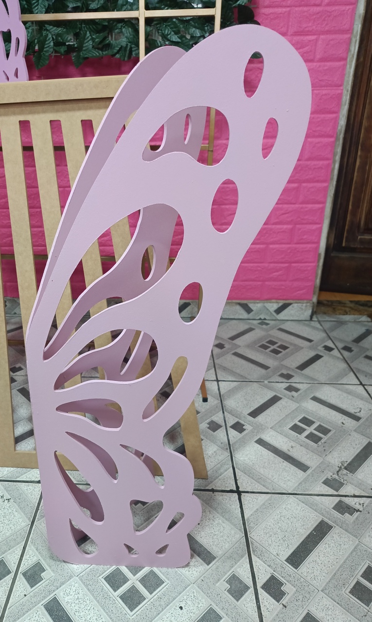 Borboleta de Chão de  Mdf Rosa G - Mandy Decor Festas