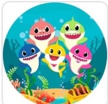 Painel Sublimado Circular Baby Shark  - Mandy Decor Festas