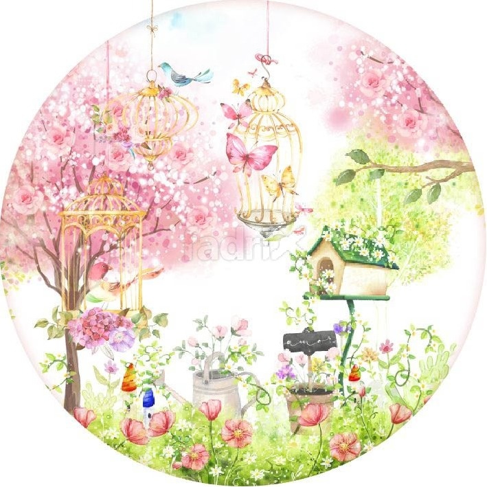 Painel Sublimado Circular Jardim Encantado - Mandy Decor Festas