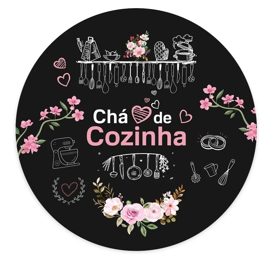 Painel Sublimado Circular Chá de Cozinha - Mandy Decor Festas