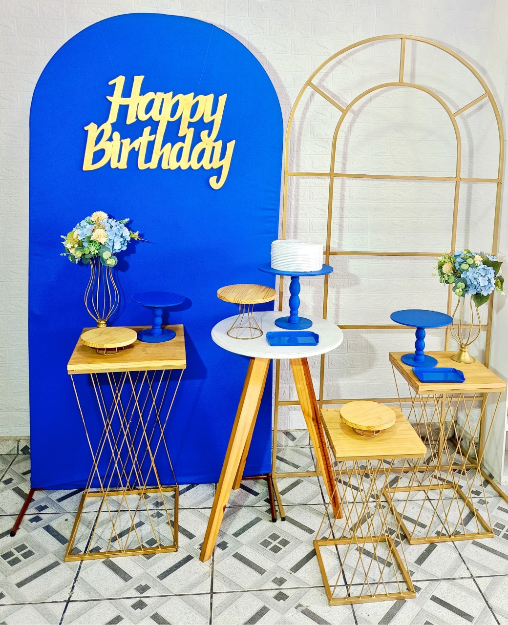 Kit Composição Xg Luxo (Azul E Dourado) - Mandy Decor Festas