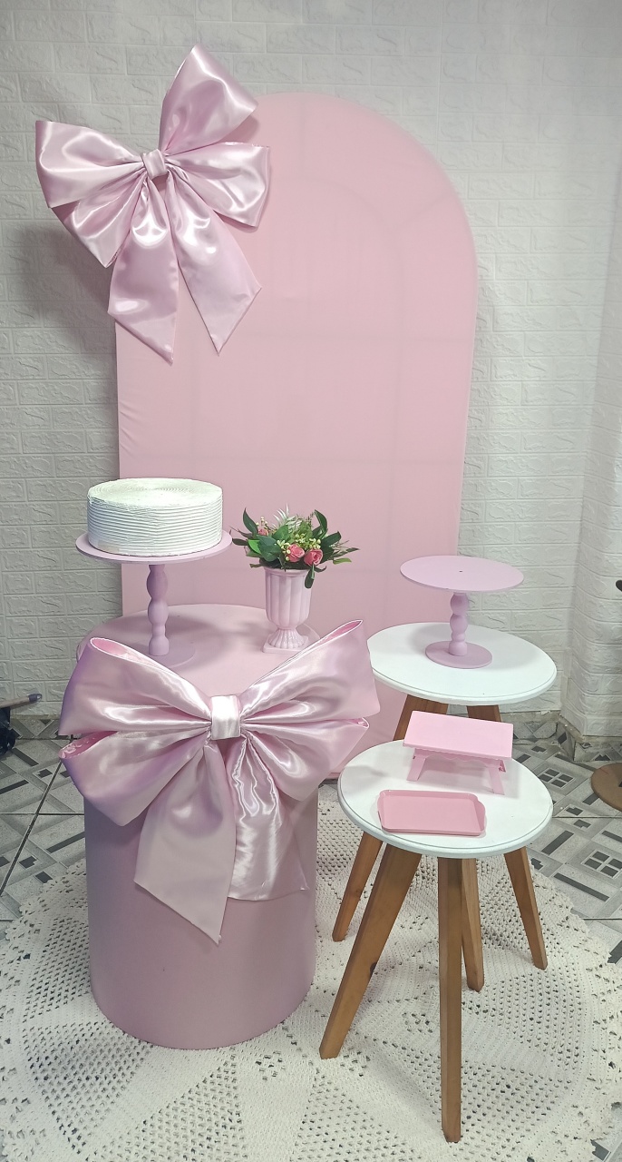 Kit M Laço Rosa - Mandy Decor Festas