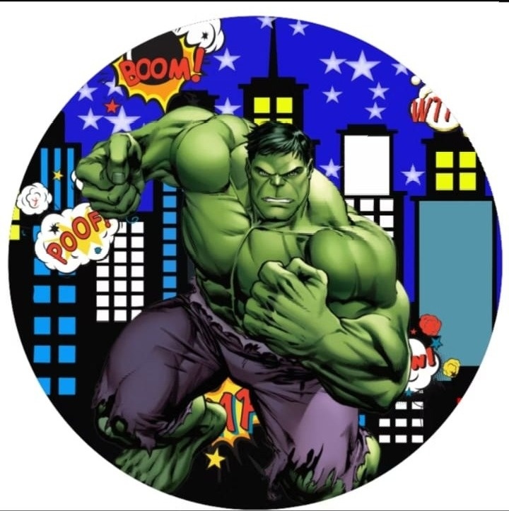 Painel Sublimado Circular  Hulk - Mandy Decor Festas