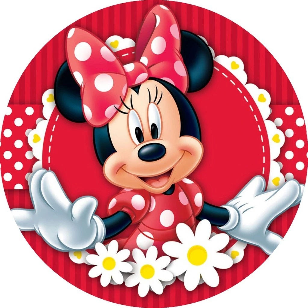 Painel Sublimado Circular Minnie Vermelha - Mandy Decor Festas