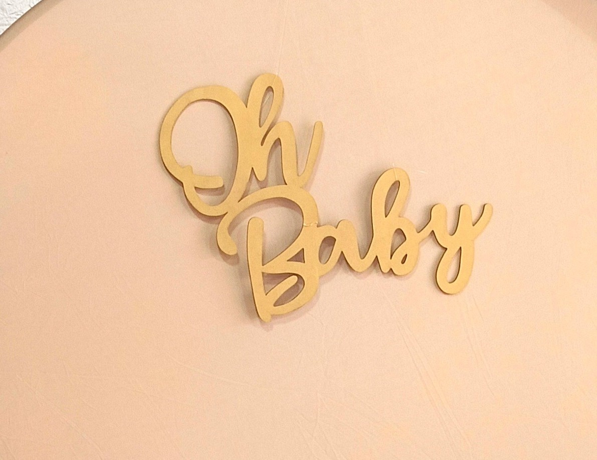 Pendente  Mdf Oh Baby Dourado - Mandy Decor Festas