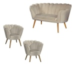  Sofá Com Poltronas Pétala Bege Claro - imagem 1