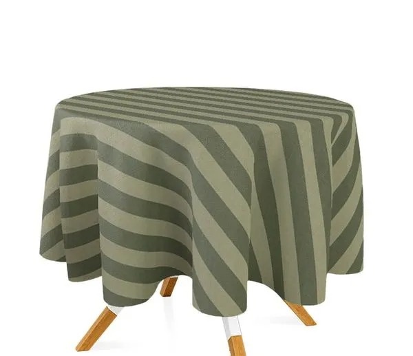 Toalha Redonda Jacquard Verde Musgo Listrada - Balloon Party Eventos