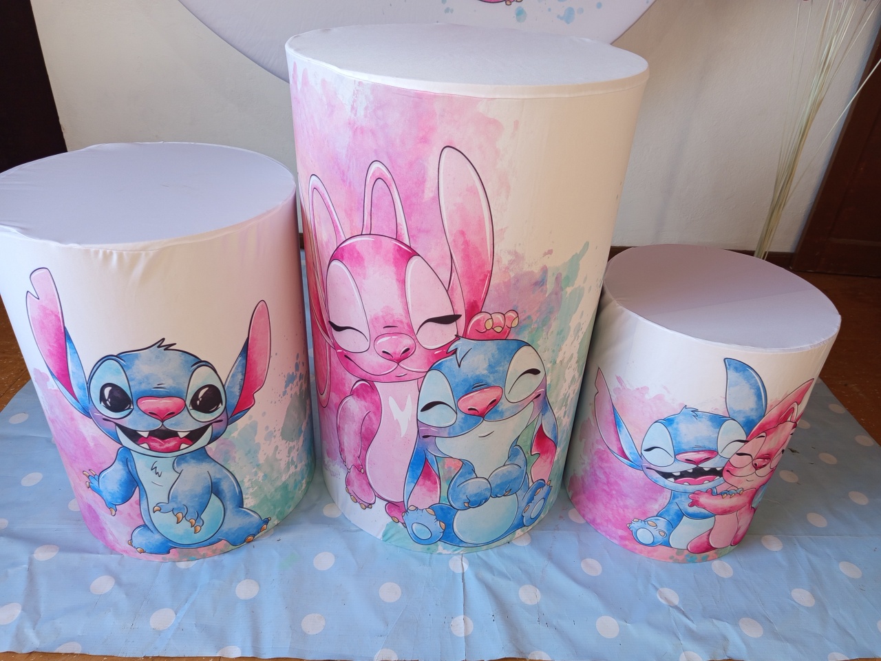 Capas Cilindro Stitch E Angel - Balloon Party Eventos