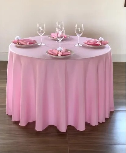 Toalha Redonda Lisa Oxford Rosa Claro - Balloon Party Eventos