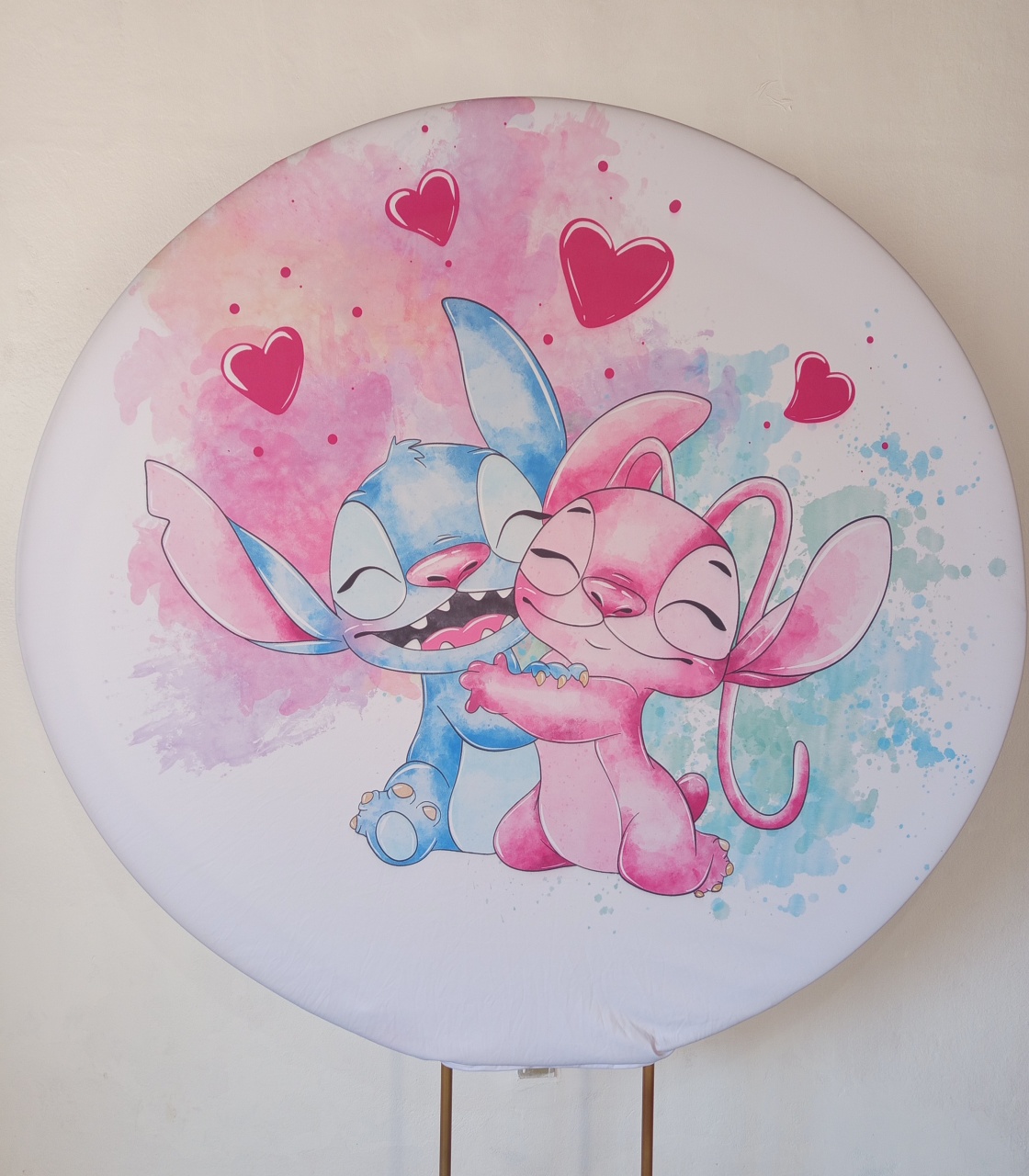 Painel Redondo Stitch E Angel - Balloon Party Eventos