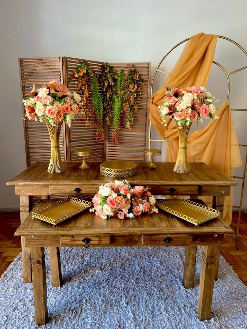 Flores Terrosas Com Biombo E Voal - kitfestabh