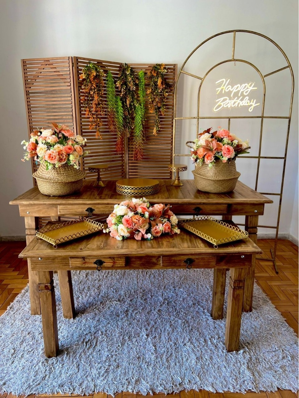 Flores Terrosas Com Biombo E Led - kitfestabh