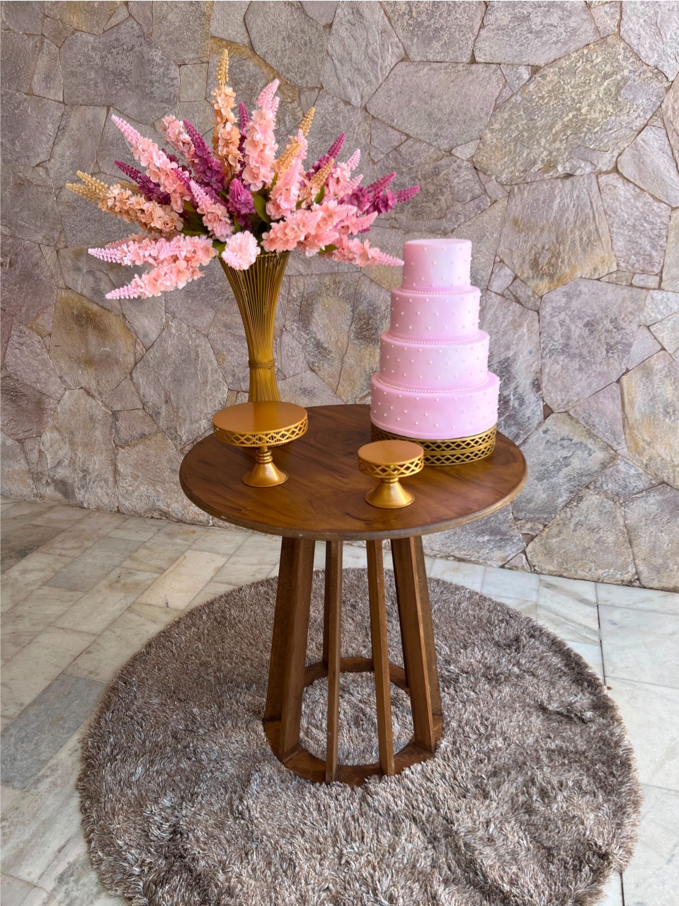 Flores Rosa Com Mesa Ripada - kitfestabh