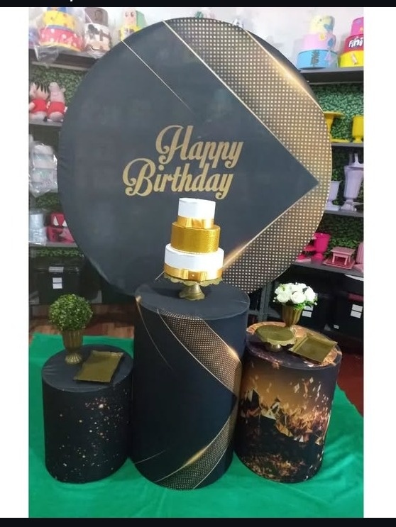 Kit Preto E Dourado Happy Birthday - Dafê Pegue e Monte 