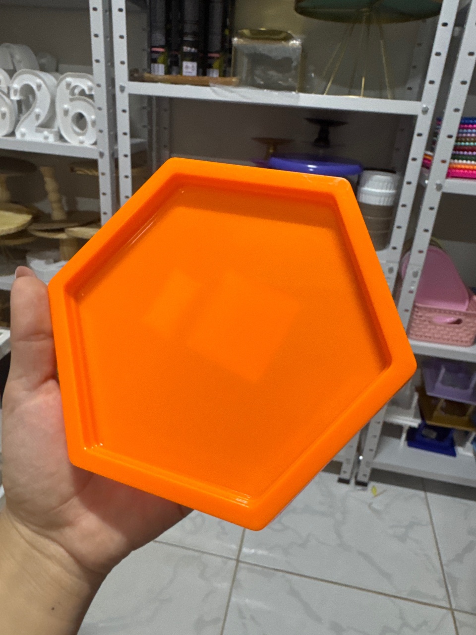 Mini Bandeja Sextavada Laranja  - Mini Festas