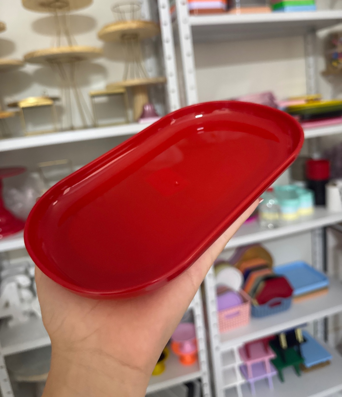 Mini Bandeja Oval Vermelho - Mini Festas