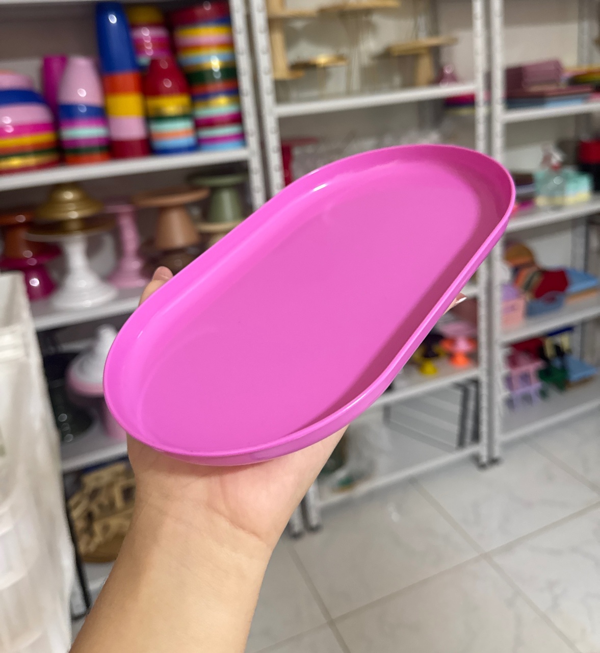 Mini Bandeja Oval Rosa - Mini Festas