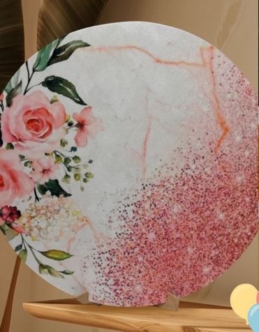 Capa Floral Rosa Com Glitter - Mini Festas
