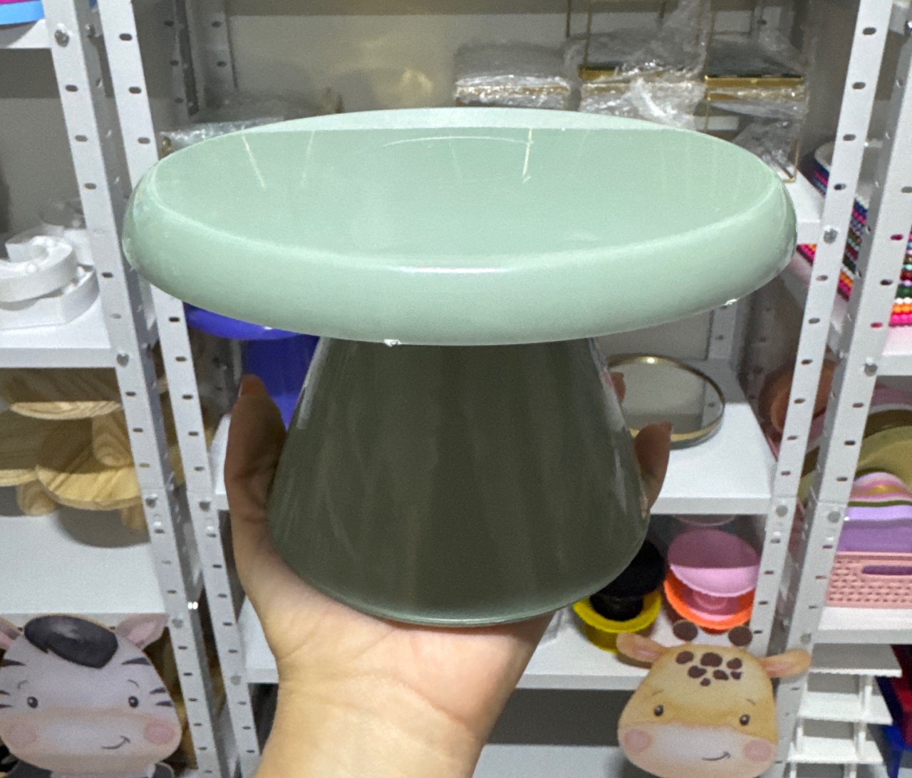 Boleira Cogumelo P Verde Eucalipto  - Mini Festas
