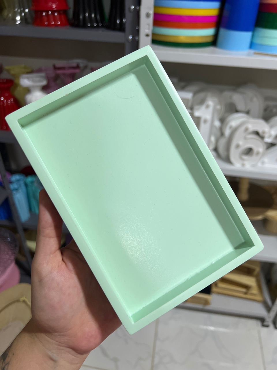 Mini Bandeja Mdf Menta - Mini Festas