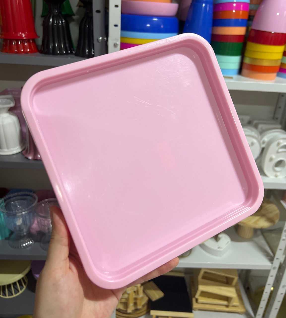 Bandeja Quadrada Rosa Bebê  - Mini Festas