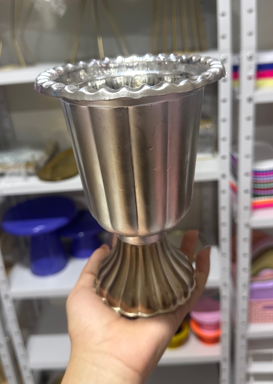 Vaso Brilhoso Prata  - Mini Festas