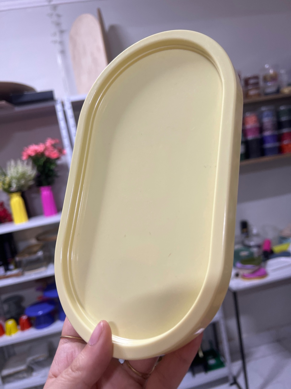 Mini Bandeja Oval Amarelo Candy - Mini Festas