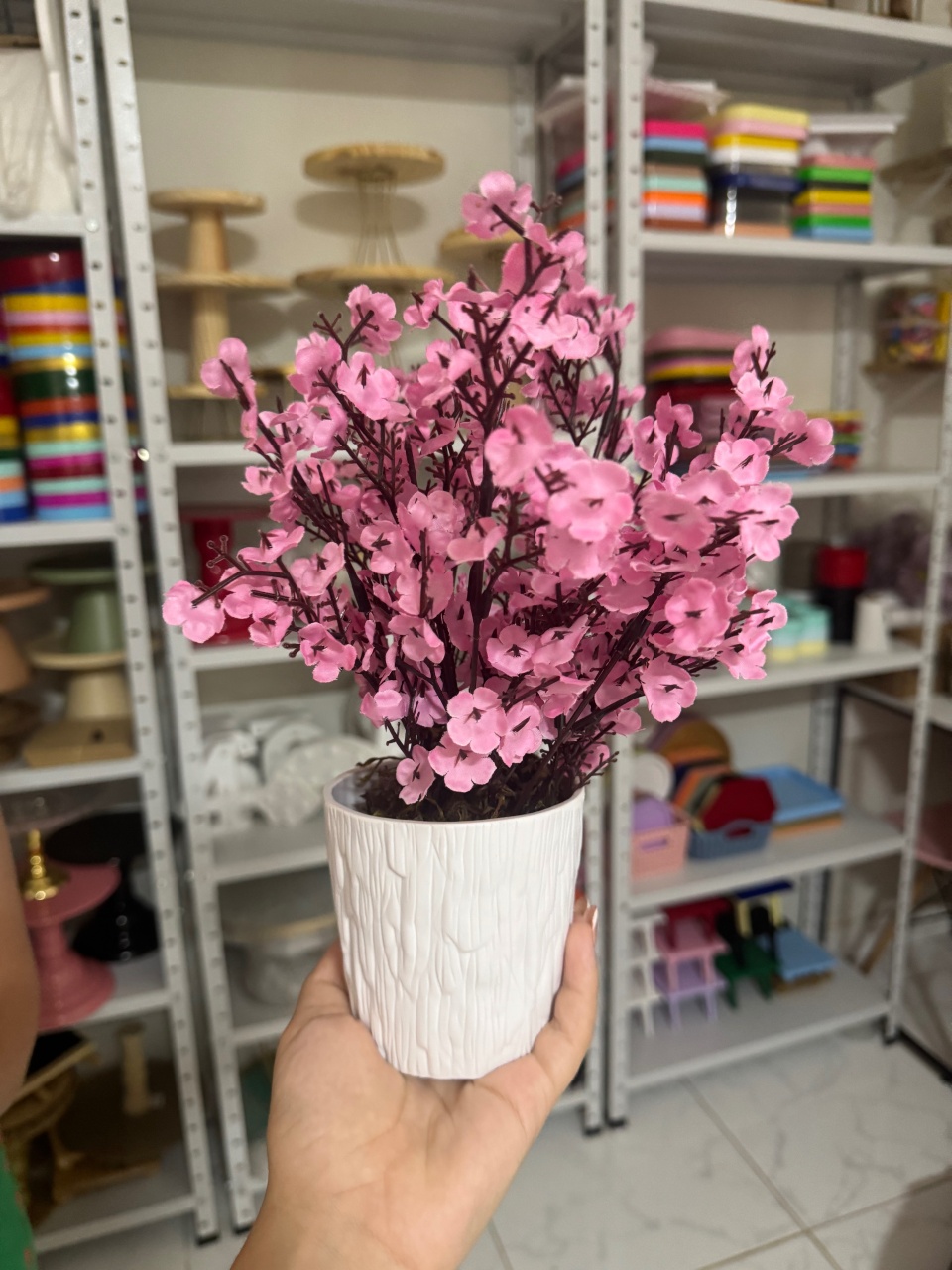 Vaso de Flor Rosa - Mini Festas
