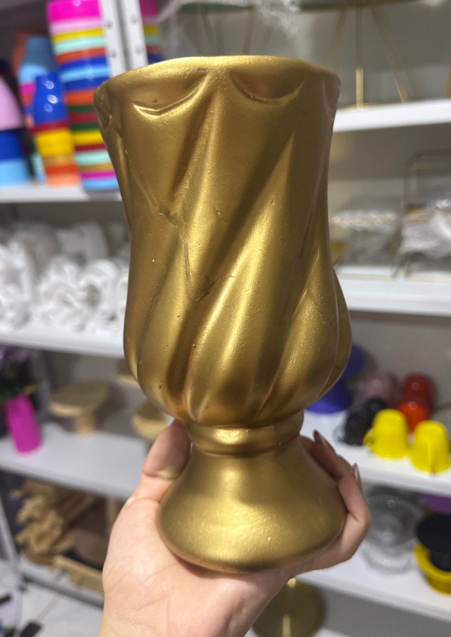 Vaso Gesso Dourado - Mini Festas