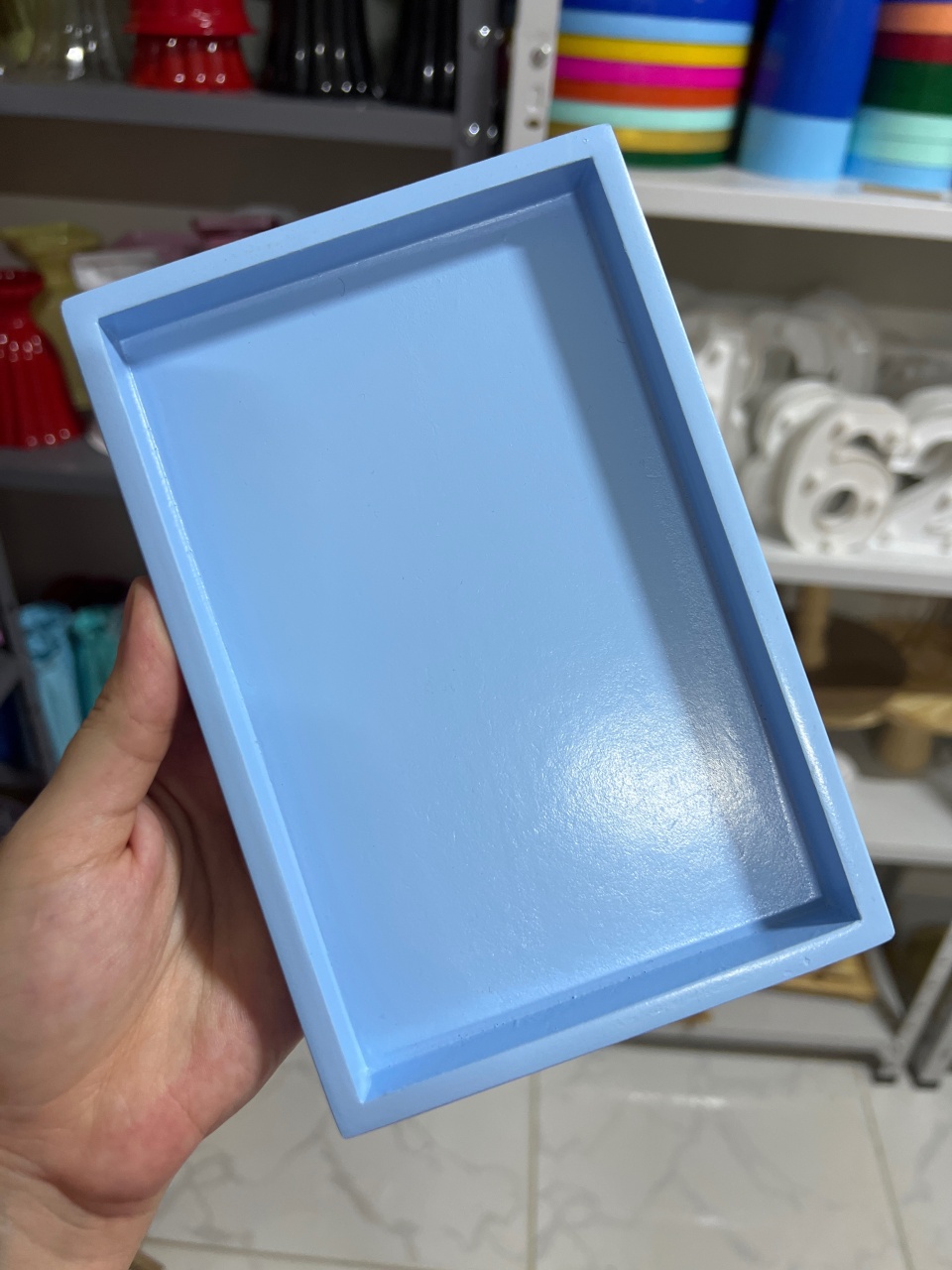 Mini Bandeja Mdf Azul Bebê  - Mini Festas