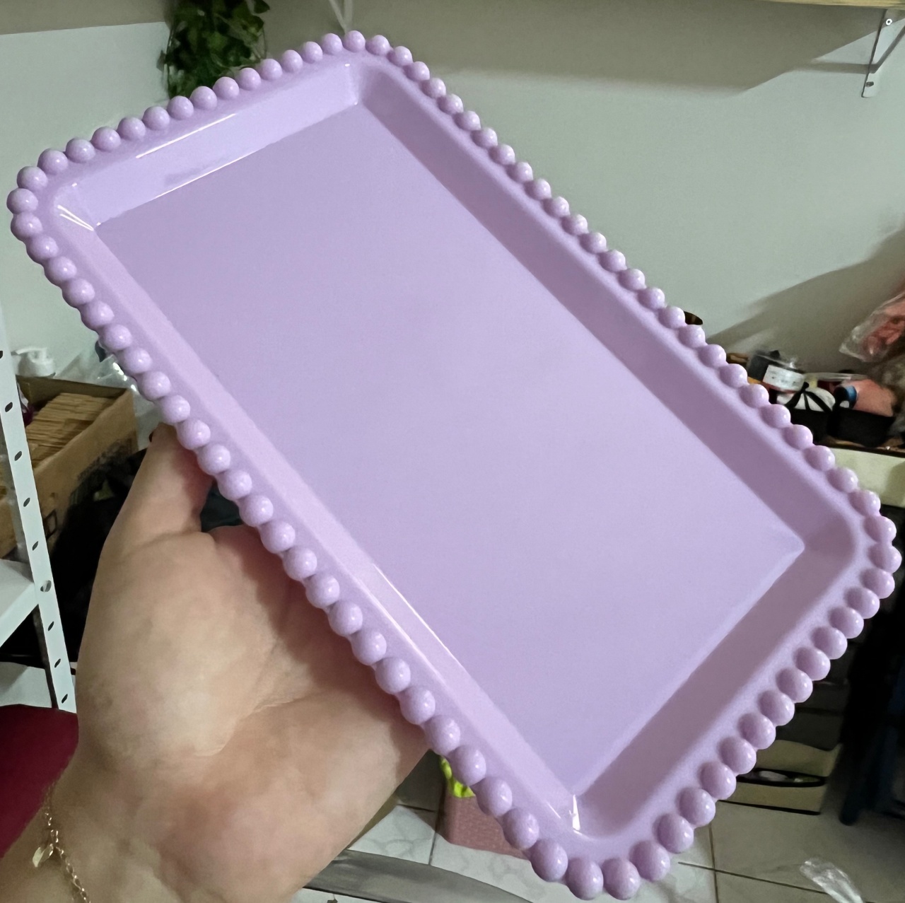 Bandeja Retangular Bolinhas Lilás  - Mini Festas