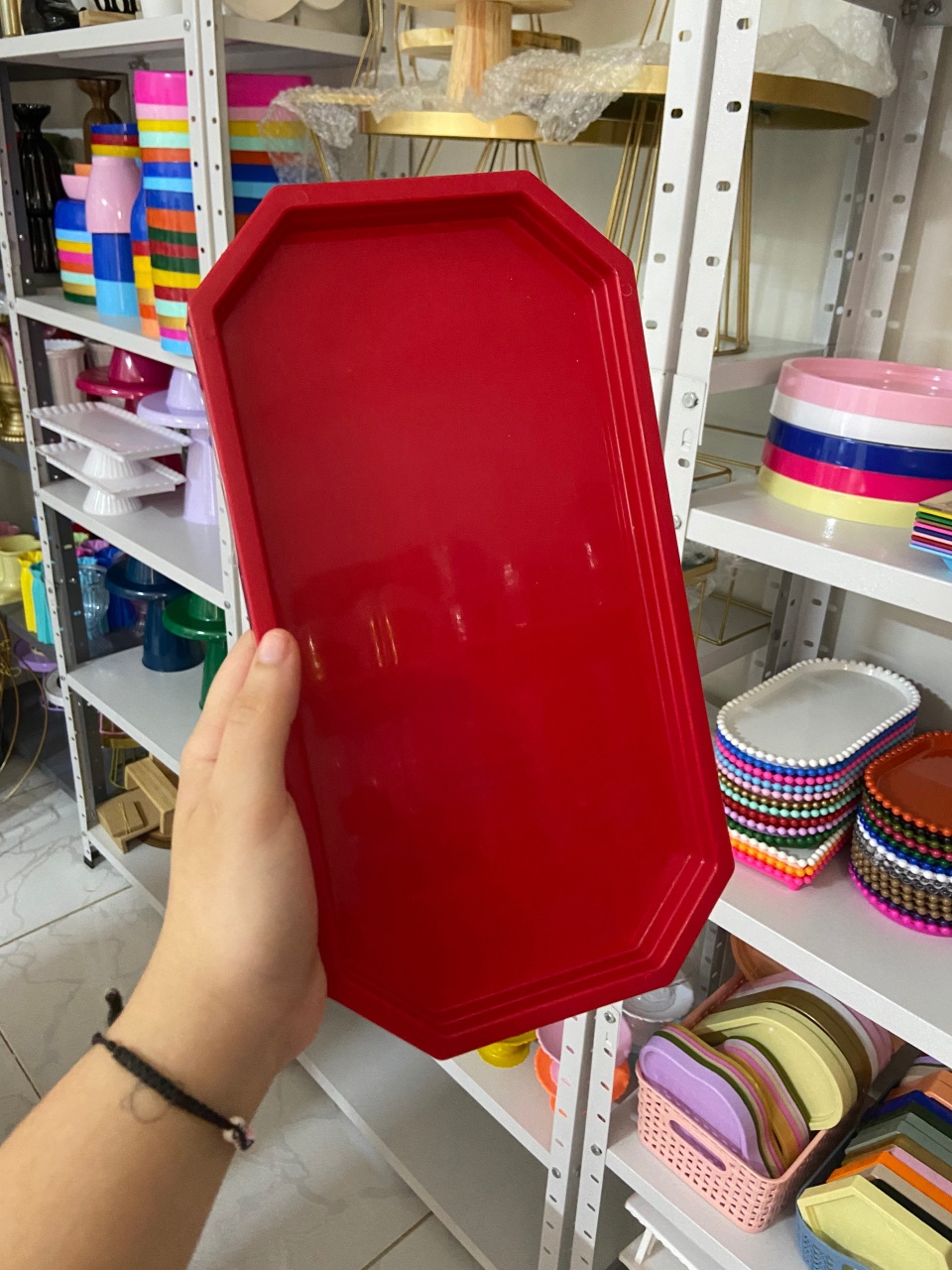 Bandeja Lapidada Vermelha - Mini Festas