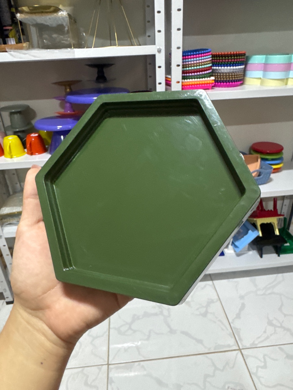 Mini Bandeja Sextavada Verde Militar - Mini Festas