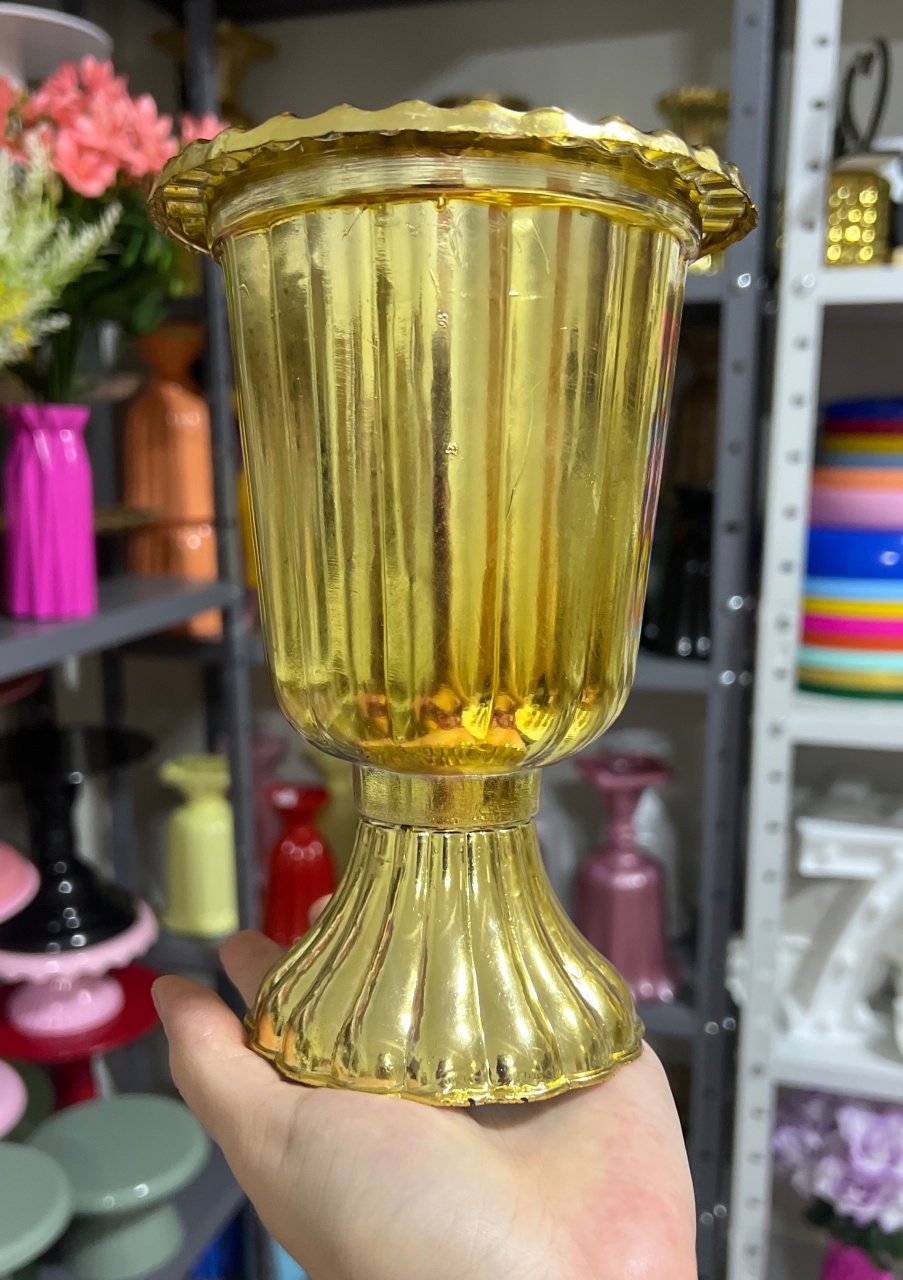 Vaso Dourado Brilhoso - Mini Festas