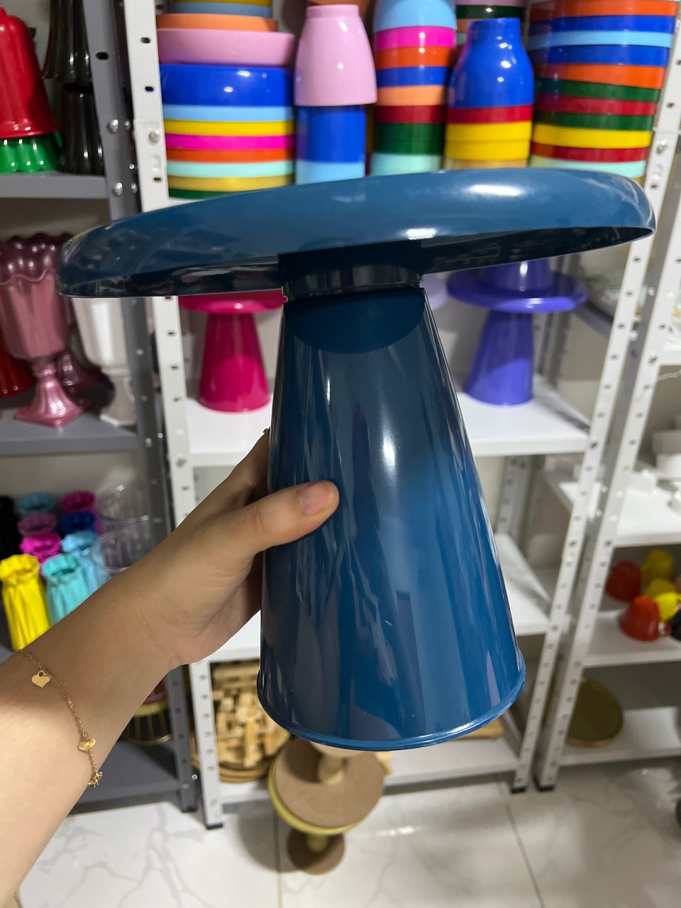 Boleira Cogumelo Azul Petróleo G  - Mini Festas