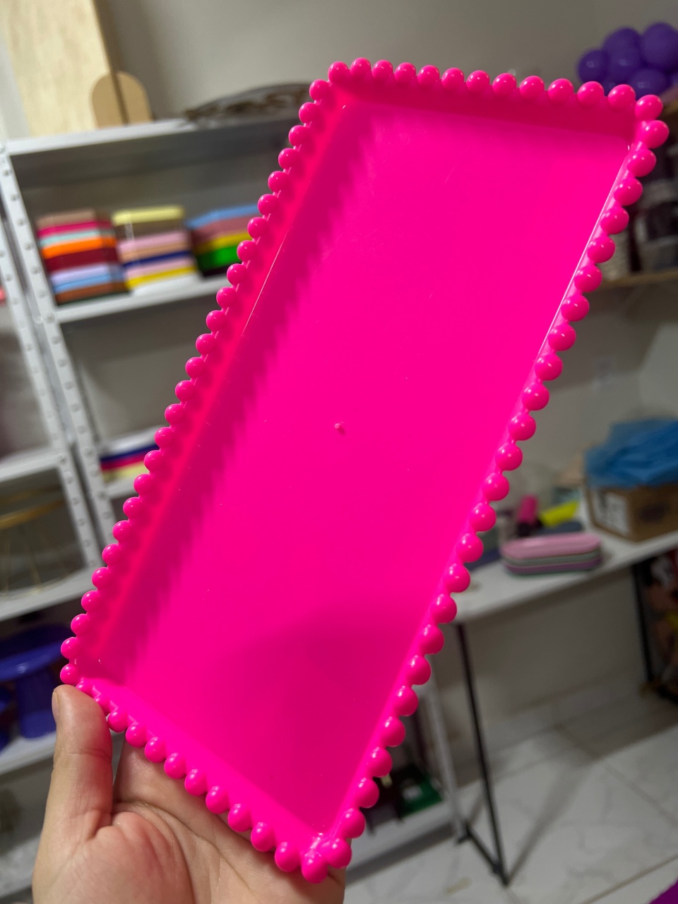 Bandeja Retangular Bolinhas Pink - Mini Festas