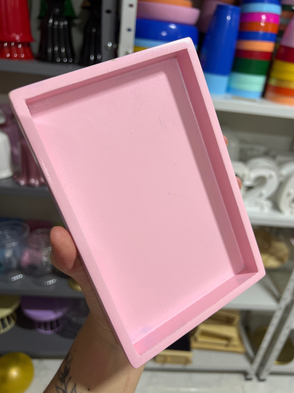 Mini Bandeja Mdf Rosa Candy - Mini Festas