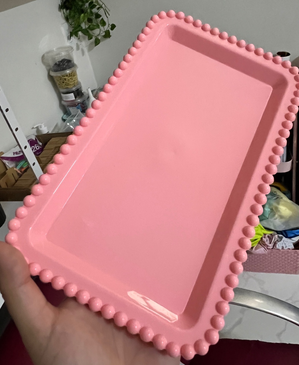 Bandeja Retangular Bolinhas Rosa Bb  - Mini Festas