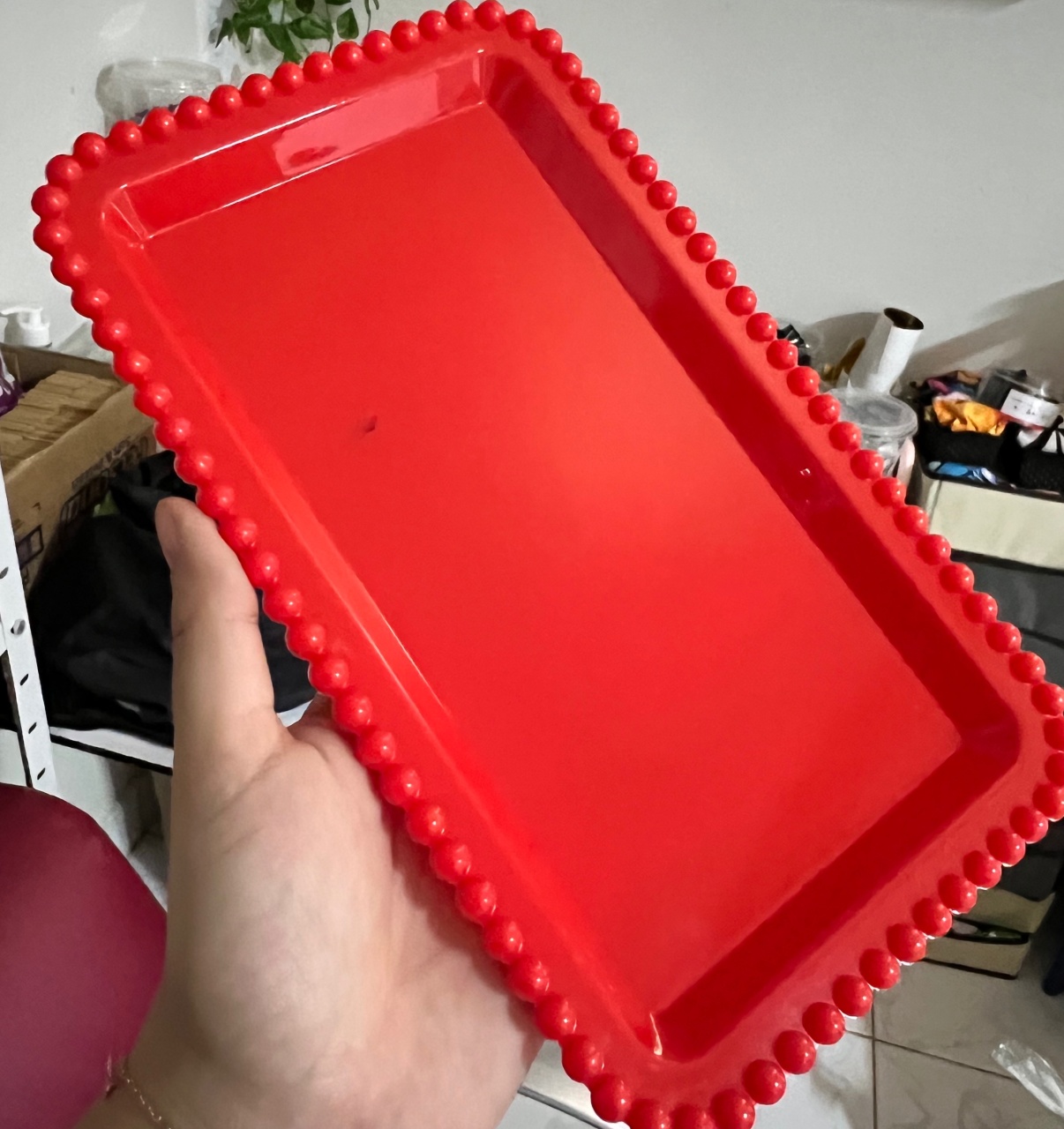 Bandeja Retangular Bolinhas Vermelho - Mini Festas