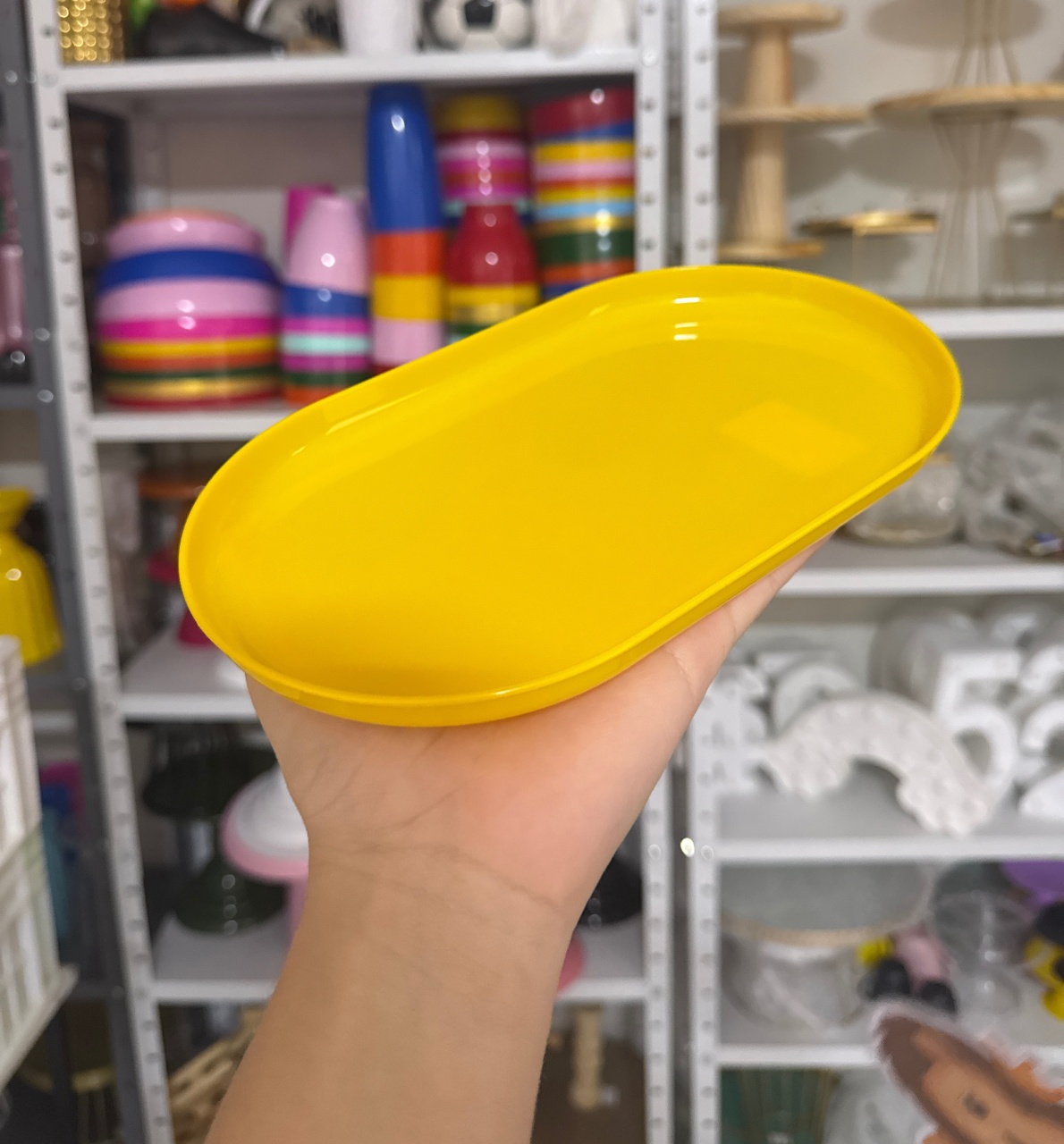 Mini Bandeja Oval Amarelo - Mini Festas