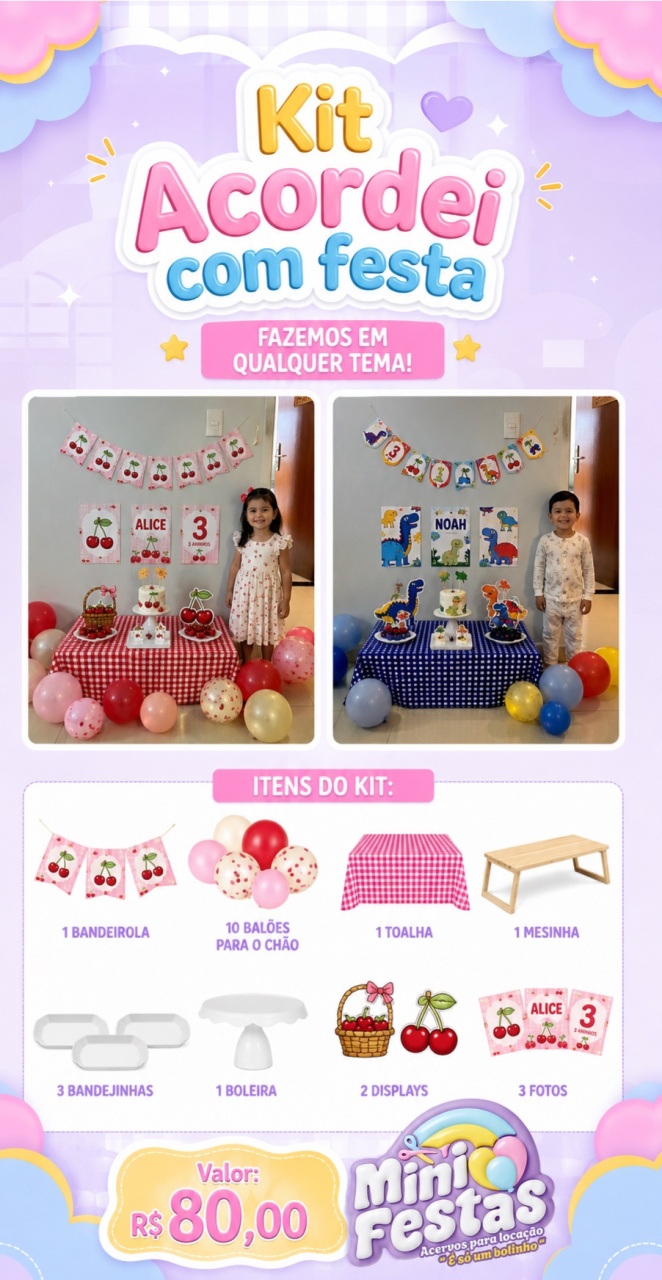 Kit Acordei Com Festa - Mini Festas
