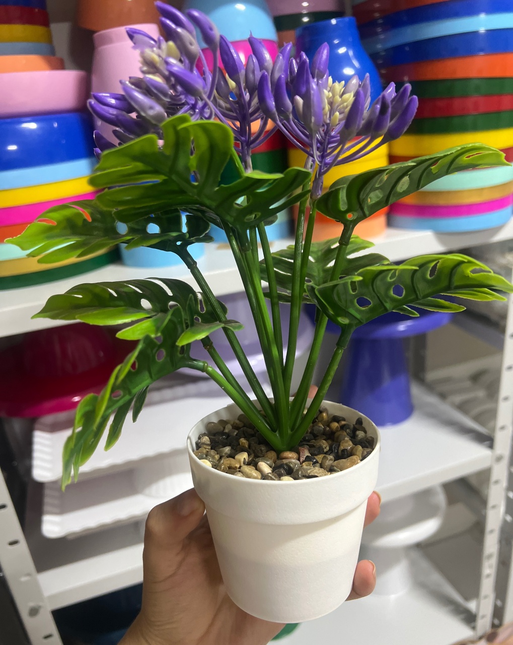 Vaso Com Flor Roxa - Mini Festas
