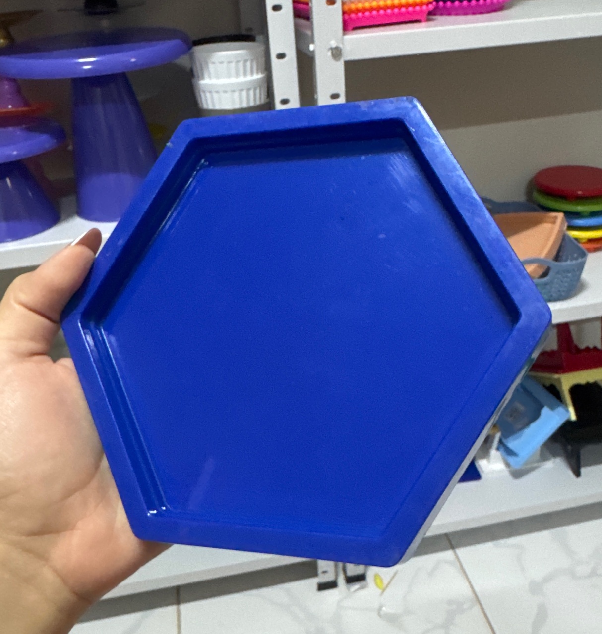 Mini Bandeja Sextavada Azul Escuro - Mini Festas