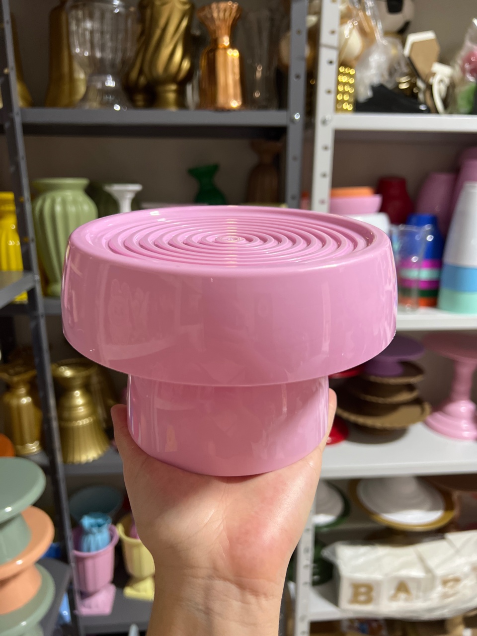 Boleira Rosa Bebê Tamanho P - Mini Festas