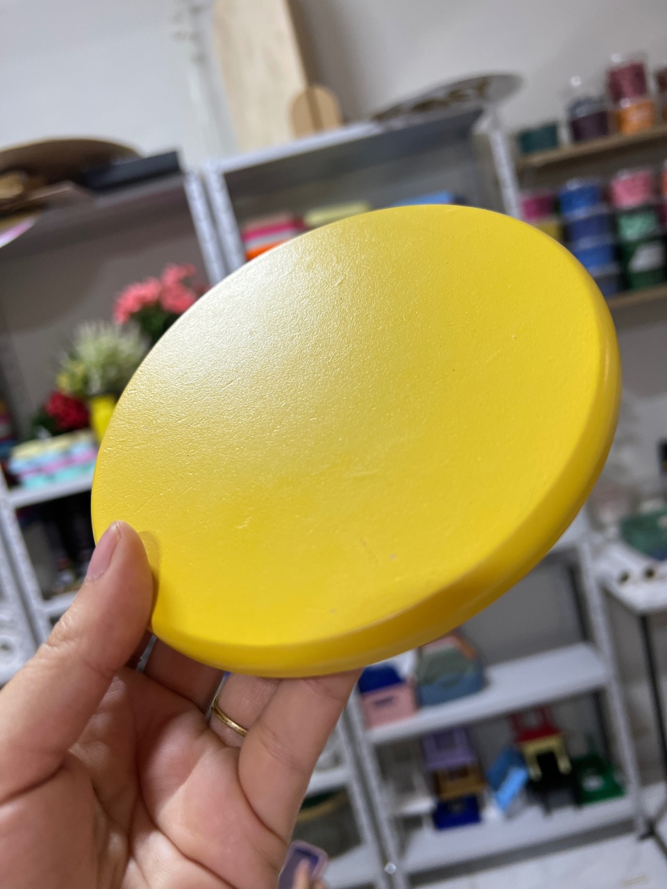 Mini Bandeja Redonda Mdf Amarelo - Mini Festas