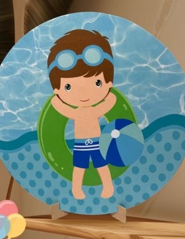 Capa Menino Na Piscina  - Mini Festas