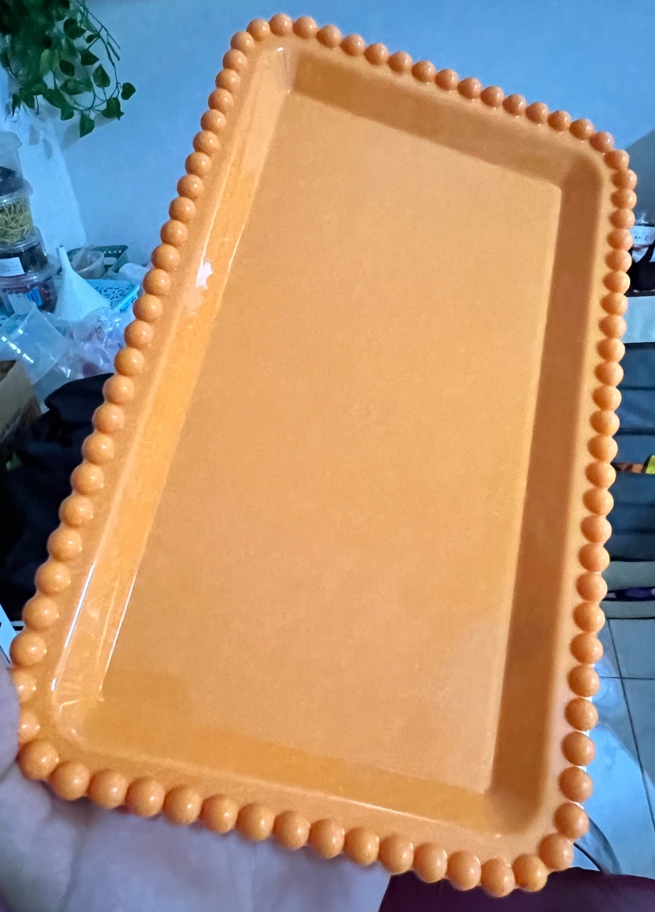Bandeja Retangular Bolinhas Laranja  - Mini Festas